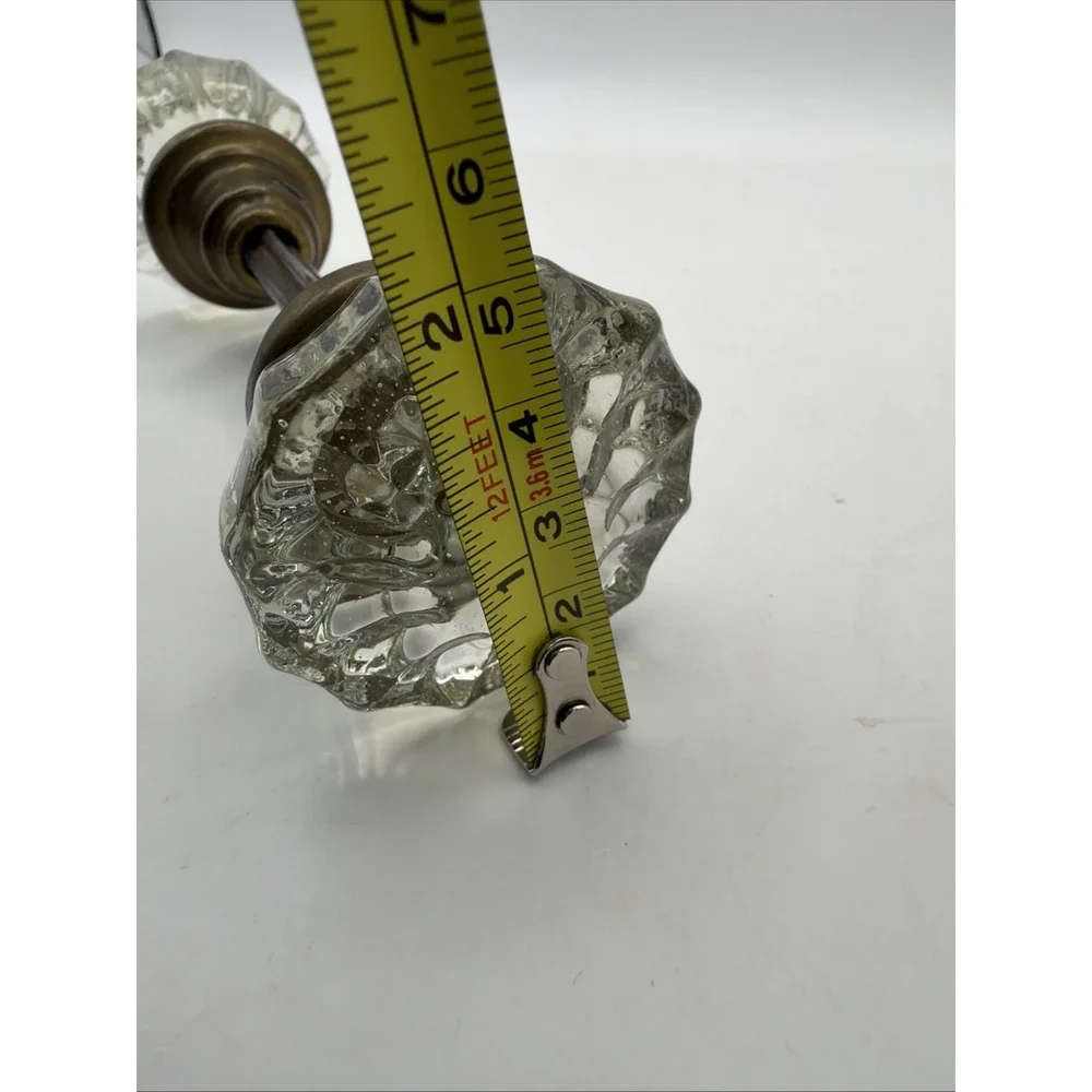 12 Point Glass Crystal Door Knob Set Pair With Hardware Spindle Vintage